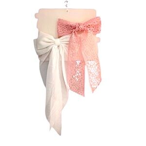 Hair Ribbons Barrett 2 Pcs 1- white 1- Pale Pink Lace  NEW IN PACKAGING